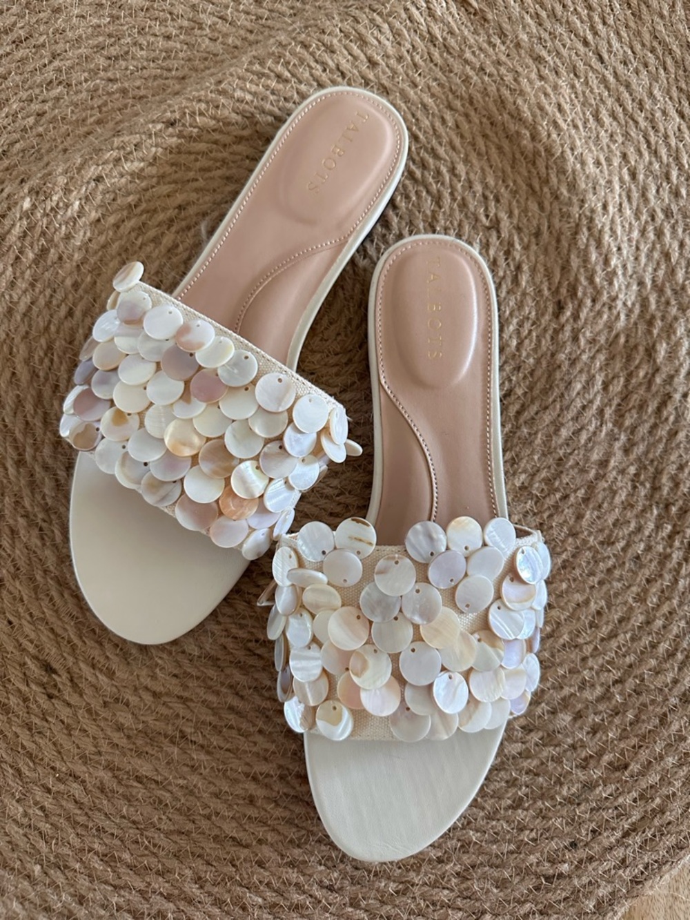 Talbots Mother-of-Pearl Disc Slide Sandals
